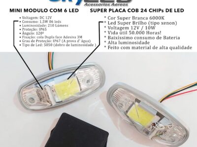 Kit completo de luzes anticolisão: Strobo, navegação e beacon.